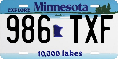 MN license plate 986TXF