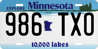 MN license plate 986TXO