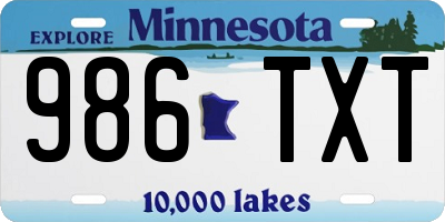 MN license plate 986TXT