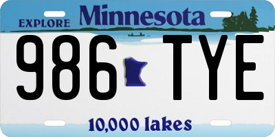 MN license plate 986TYE