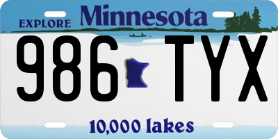MN license plate 986TYX