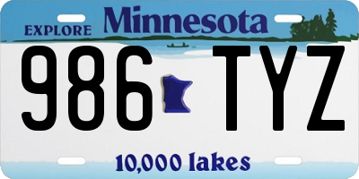 MN license plate 986TYZ