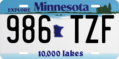 MN license plate 986TZF