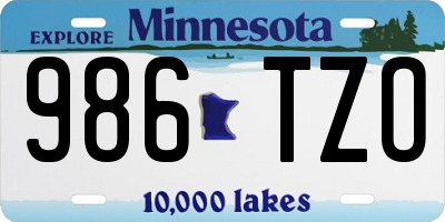 MN license plate 986TZO