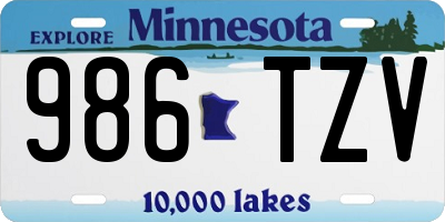MN license plate 986TZV