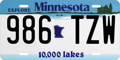 MN license plate 986TZW