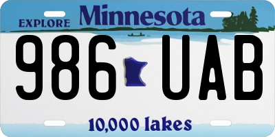 MN license plate 986UAB