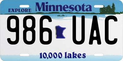 MN license plate 986UAC