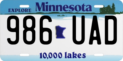 MN license plate 986UAD