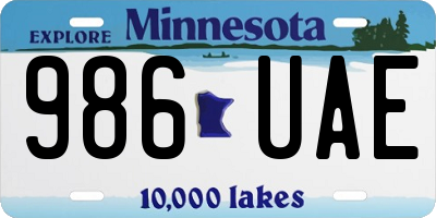 MN license plate 986UAE