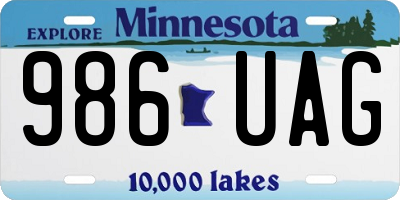 MN license plate 986UAG