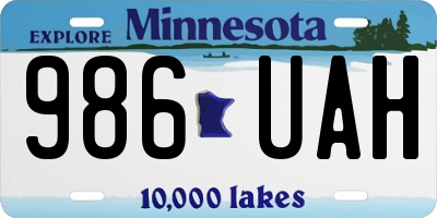MN license plate 986UAH