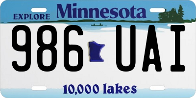 MN license plate 986UAI