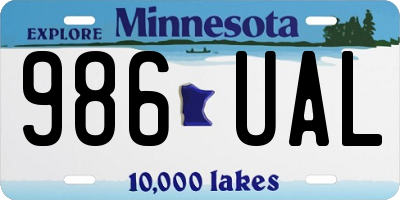 MN license plate 986UAL