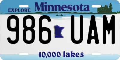 MN license plate 986UAM