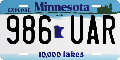 MN license plate 986UAR