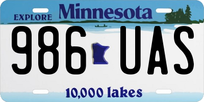MN license plate 986UAS