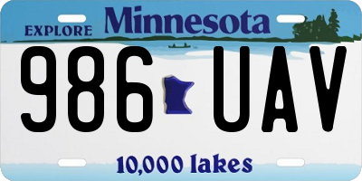 MN license plate 986UAV