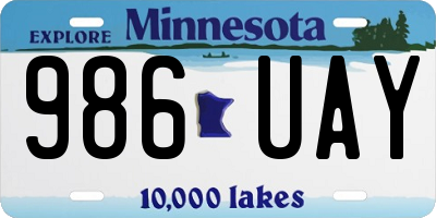 MN license plate 986UAY