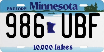 MN license plate 986UBF