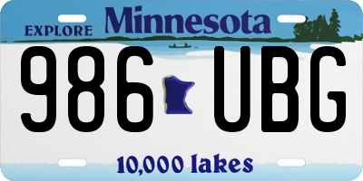 MN license plate 986UBG