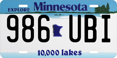 MN license plate 986UBI