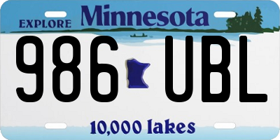 MN license plate 986UBL