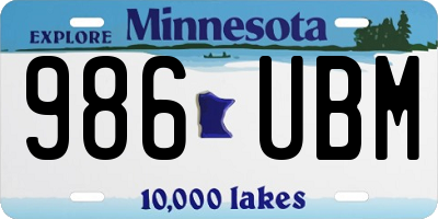 MN license plate 986UBM