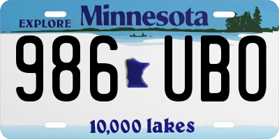 MN license plate 986UBO