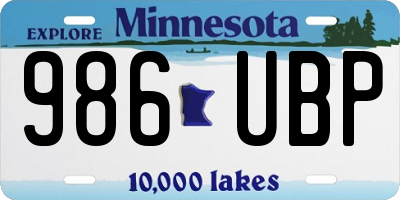 MN license plate 986UBP