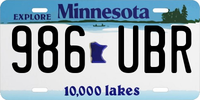 MN license plate 986UBR
