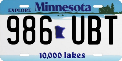 MN license plate 986UBT