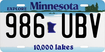 MN license plate 986UBV