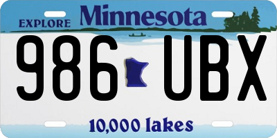 MN license plate 986UBX
