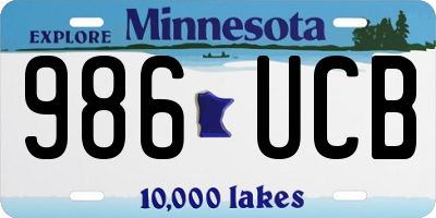 MN license plate 986UCB