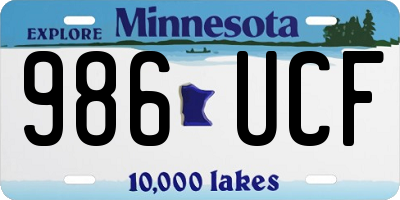 MN license plate 986UCF