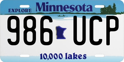 MN license plate 986UCP