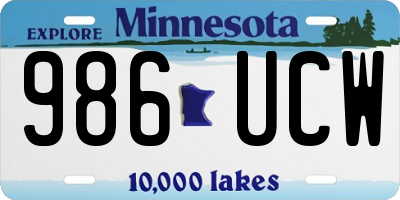 MN license plate 986UCW