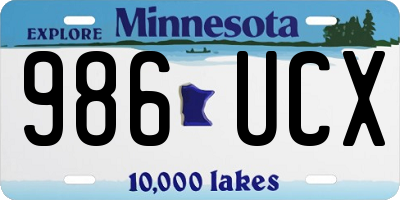 MN license plate 986UCX