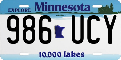 MN license plate 986UCY