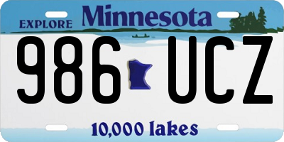 MN license plate 986UCZ