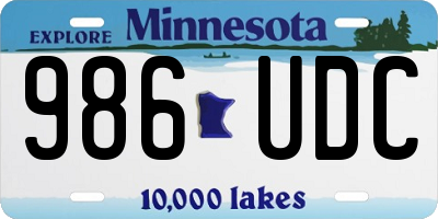 MN license plate 986UDC