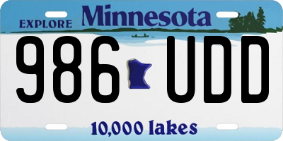 MN license plate 986UDD