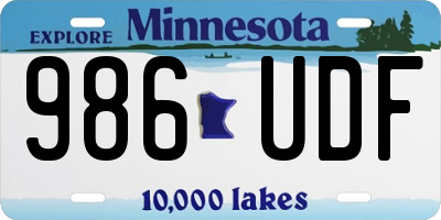 MN license plate 986UDF