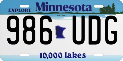 MN license plate 986UDG