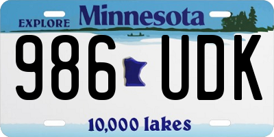 MN license plate 986UDK