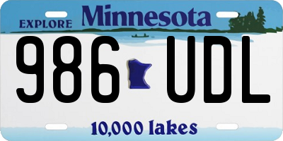 MN license plate 986UDL