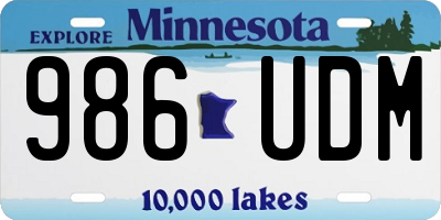 MN license plate 986UDM