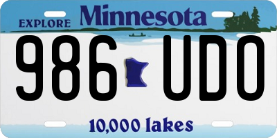 MN license plate 986UDO