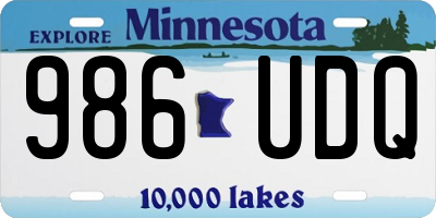 MN license plate 986UDQ
